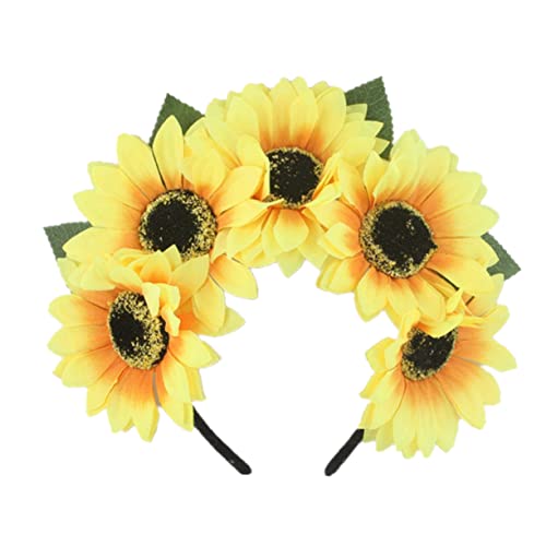 Happyyami Sonnenblumen Haarreifen Simulierter Blumen Kopfschmuck Für Hawaii Urlaub Festliche Fotorequisiten Gelber Haarbügel Für Damen Für Partys Und Feiern von Happyyami