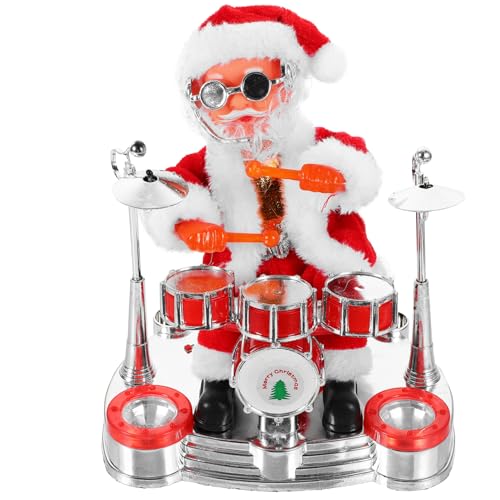 Happyyami Weihnachtsmann Tanzt Singende Figur Spielt Trommel Weihnachtspuppe Weihnachtsmann Spielzeug Weihnachten Elektrische Puppen Weihnachtsmusikfigur von Happyyami