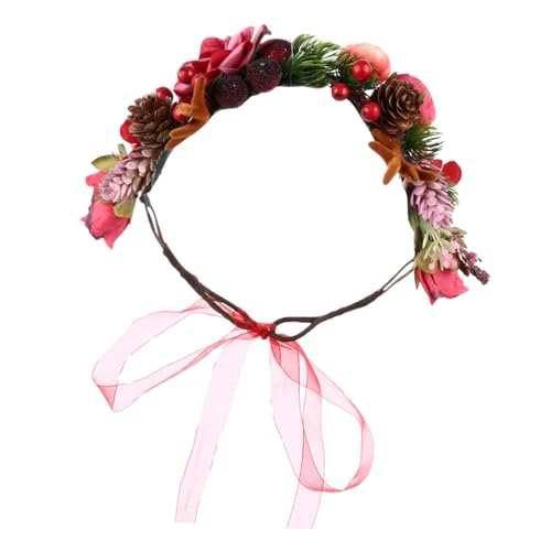 Happyyami Zartes Geweih Haarband Mit Beeren Und Tannenzweigen Festlicher Kopfschmuck Für Mädchen Für Cosplay Weihnachten Und Partys Dekorativer Haarreifen von Happyyami