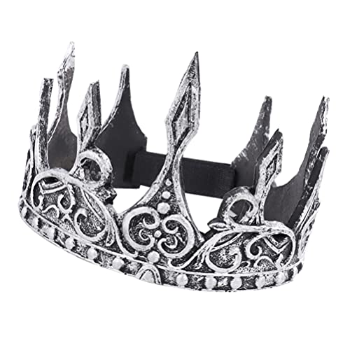 King für Herren – PU Prinz Krone und Diadem, komplett, mittelalterlich, Kostüm, Zubehör Ball, Hochzeit, Halloween, Theater, Bankett, Silber von Happyyami