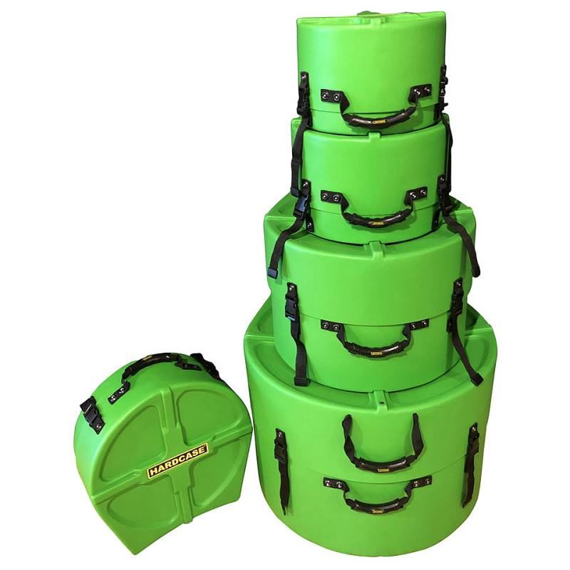 Hardcase Colored Fully Lined 22/10/12/16/14 Light Green Drum Case Set von Hardcase