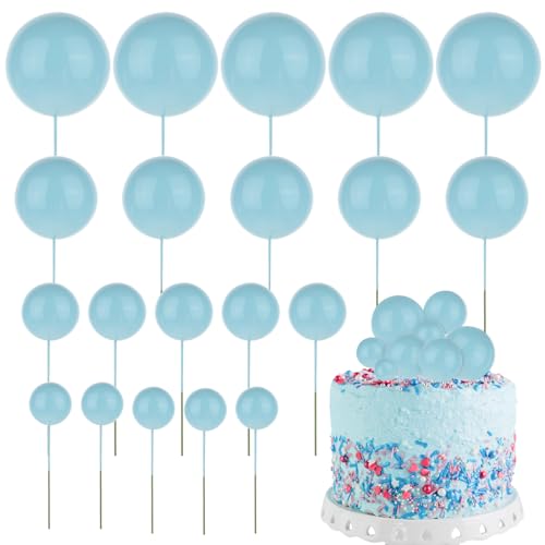 20 Stück Blau Kugeln Tortendeko Mini Schaumkugeln Cake Topper 4 Größen Kuchen Dekoration Kugel für Geburtstag Hochzeit Baby Shower Feierfest von Hariendny