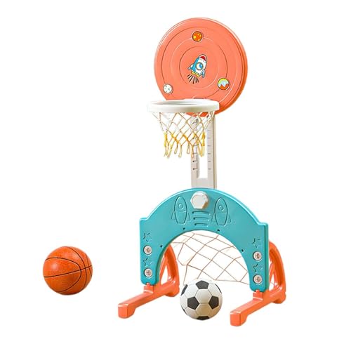 Basketballkorb für den Innenbereich mit Fußball, Hand-Augen-Koordination, Fußballspielzeug, verstellbare Höhe, als Geschenk, Spielzeug für den, Blau orange von Harilla