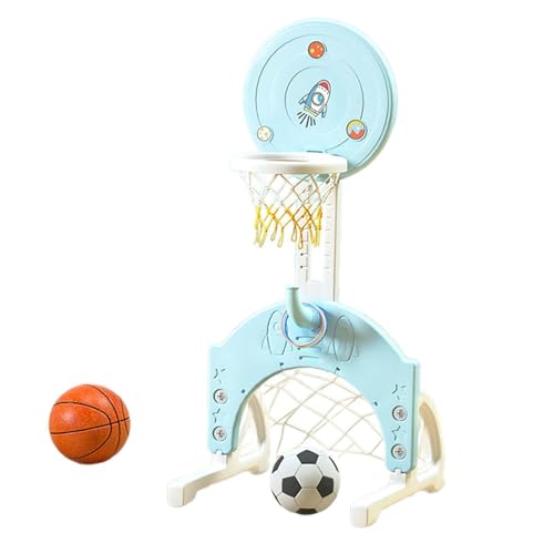 Basketballkorb für den Innenbereich mit Fußball, Hand-Augen-Koordination, Fußballspielzeug, verstellbare Höhe, als Geschenk, Spielzeug für den, Blaue Schleife von Harilla