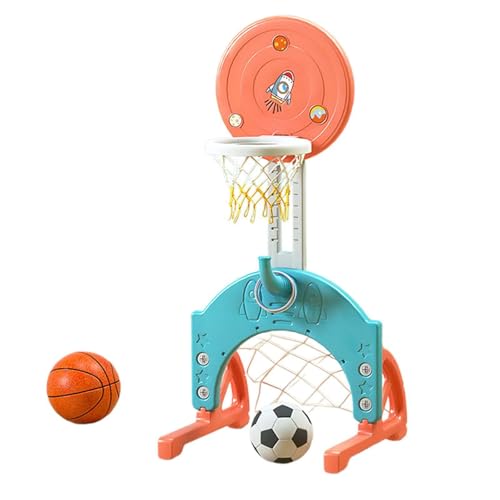 Basketballkorb für den Innenbereich mit Fußball, Hand-Augen-Koordination, Fußballspielzeug, verstellbare Höhe, als Geschenk, Spielzeug für den, Blaue orange Schleife von Harilla