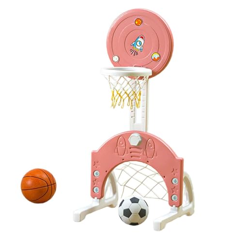 Basketballkorb für den Innenbereich mit Fußball, Hand-Augen-Koordination, Fußballspielzeug, verstellbare Höhe, als Geschenk, Spielzeug für den, Wassermelonenrot von Harilla