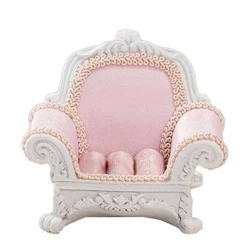 Harilla 1/12 Miniatur-Puppenhaus-Sofa, Simulationsspielzeug für Ob11-Puppenszene, Ornamentharz, elegante Miniaturmöbel, Mini-Schmuckschatulle, ROSA von Harilla