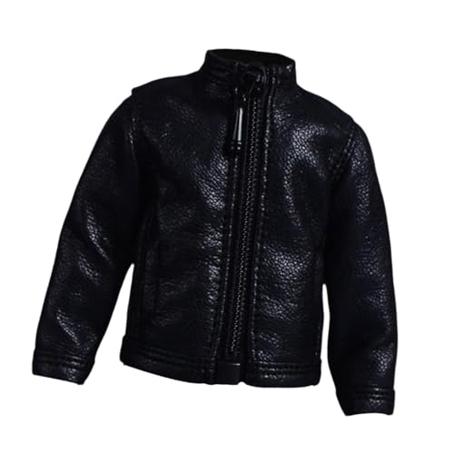 Harilla 1/12 PU Jacke Kostüm, Miniaturkleidung handgefertigte Puppenkleidung für 6 "Figuren Körperkleid -Accessoires, Schwarz von Harilla