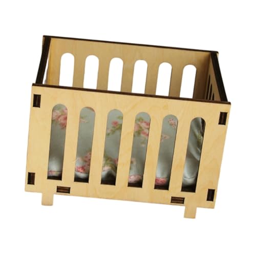 Harilla 1/12 Puppenhaus Babywiege Kinderbett Puppenhaus Dekor Ornament Spielzeug Schlafzimmer Szene Mini Möbel Holz Kinderbett für Schlafzimmer Home Crafting, Holz von Harilla