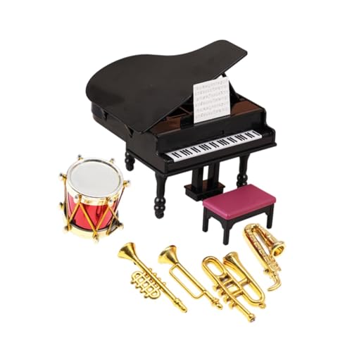 Harilla 1/12 Puppenhaus-Instrumenten-Set, Miniaturmöbel, Schlafzimmer-Dekor, Kindergeschenk, Lebensszene, Instrumentenmodell für Wohnzimmer, Garten, 6 Stück von Harilla