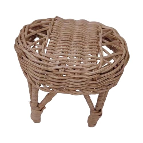 Harilla 1/12 puppenhaus Rattan Stuhl Miniatur Modell Dekoration Zubehör Mini Garten Stuhl Simulierte Spielzeug Dekorative, 7cmx9cm von Harilla