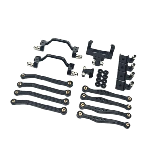 Harilla 1/16 RC-Upgrade-Kit, Lenkstangenhalterung, RC-Auto-Upgrade, Ersatzteil-Kit, vorderer und hinterer Stoßdämpfer, Lenkservohalterung für RC-Auto, Schwarz von Harilla