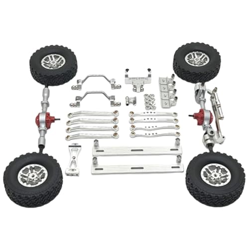 Harilla 1/16 RC-Upgrade-Kit, Metall-Stoßdämpferhalterung, Reparaturteil, Metall-Querträger, Lenkstangen-Upgrade-Kit für DIY-Modell-LKW, Silber von Harilla