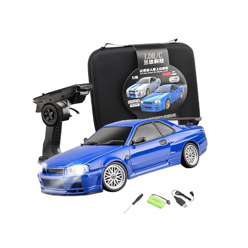 Harilla 1/18 RC Drifting Auto Modellauto mit Lichtern 4WD Ferngesteuertes Drifts RC Auto Mädchen Jungen Kinder Geburtstagsgeschenke, BLAU von Harilla