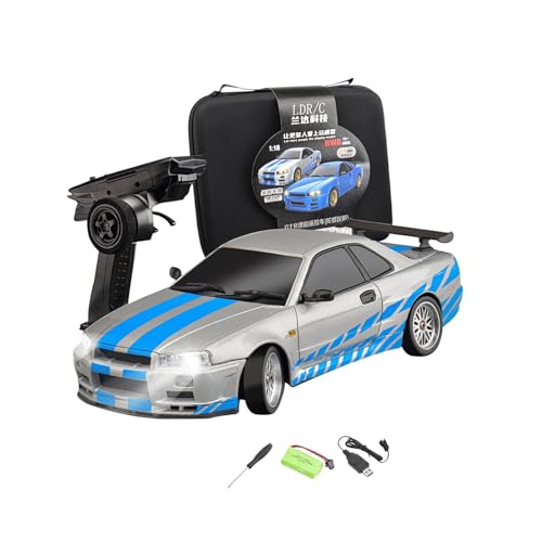 Harilla 1/18 RC Drifting Auto Modellauto mit Lichtern 4WD Ferngesteuertes Drifts RC Auto Mädchen Jungen Kinder Geburtstagsgeschenke, GRAU von Harilla