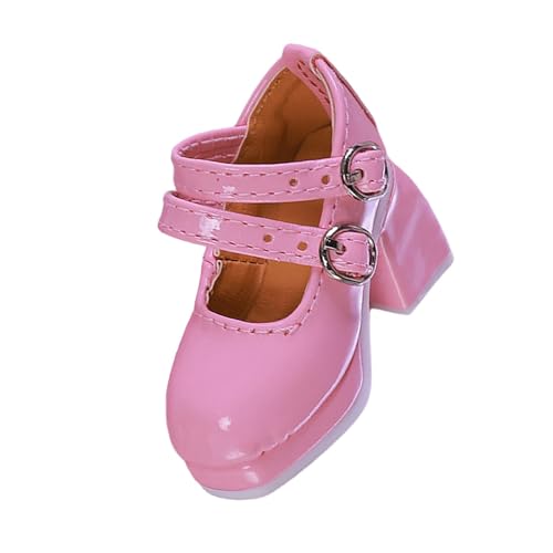 Harilla 1/4 Miniatur-Schuhe für weibliche Figuren, Puppenzubehör, robuste, kreative Retro-Puppen-Anziehschuhe mit quadratischer Spitze, Modellmode, Rosa von Harilla