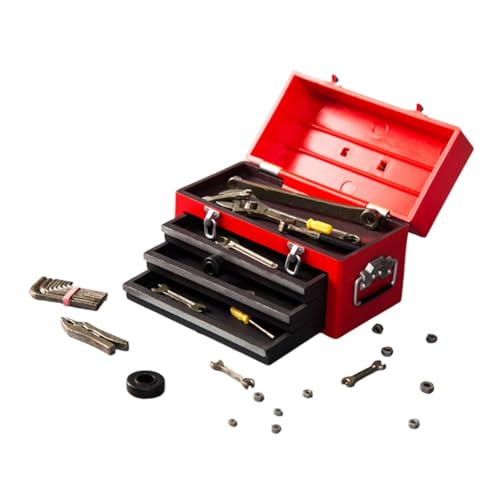 Harilla 1/6 Skala Tool Case Tools Aufbewahrung, Tat Play Toy, handgefertigte Spielzeug -Mini -Möbel für 12 "Puppenmodell -Aktionszahlen, Rot von Harilla