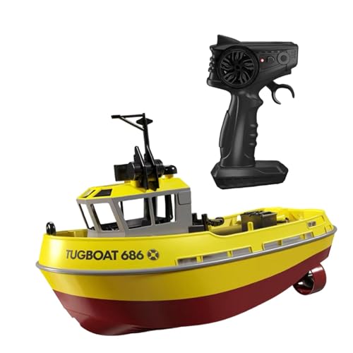 Harilla 1/72 RC Tugboat RC Boat wasserdichte Doppelmotor -Fernbedienungsschiffe Wasserspielzeug für Jungen Mädchen Kids River Wasserseen Wasserseen, Gelb von Harilla