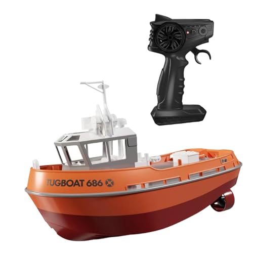 Harilla 1/72 RC Tugboat RC Boat wasserdichte Doppelmotor -Fernbedienungsschiffe Wasserspielzeug für Jungen Mädchen Kids River Wasserseen Wasserseen, Orange von Harilla