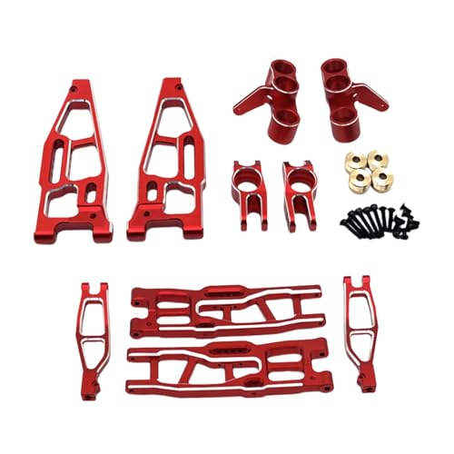 Harilla 1/8 RC Auto Upgrades Teil Lenkbecher Professioneller Ersatz mit Schrauben Einfache Installation Aluminiumlegierung Vordere und hintere Arme, Rot von Harilla