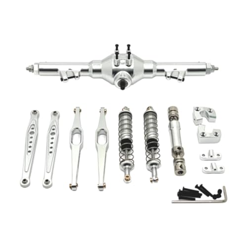 Harilla 1:12 RC Auto Metall Upgrade Kits Stoßdämpfer Antriebswelle Set Praktische Hinten Feste Spurstangen für 12427 Zubehör LKW, Silber von Harilla