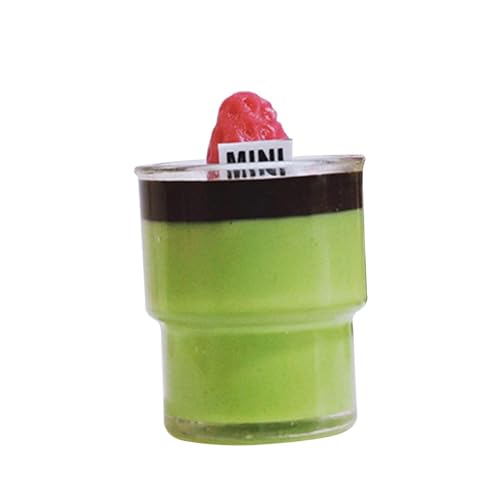 Harilla 1:6 1:12 Mousse Cup Modell, Mini Parfait Cup, Rollenspiel, Essensspielzeug, DIY Basteln, Vorspeisenbecher für die Miniatur-Szeneneisenbahn, Erdbeer-Matcha von Harilla