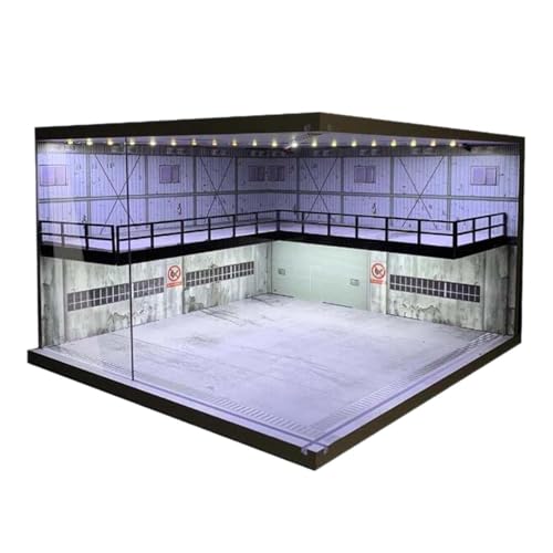 Harilla 1:64 Automodell-Parkplatz, doppelschichtiger Acryl-Hintergrund, LED-Vitrine, Druckguss-Autodisplay für Druckguss-Auto-Diorama, Blaue Steine von Harilla