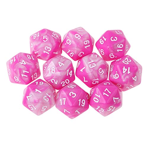 Harilla 10er Pack 20-seitige Würfel, Pink Weiß von Harilla