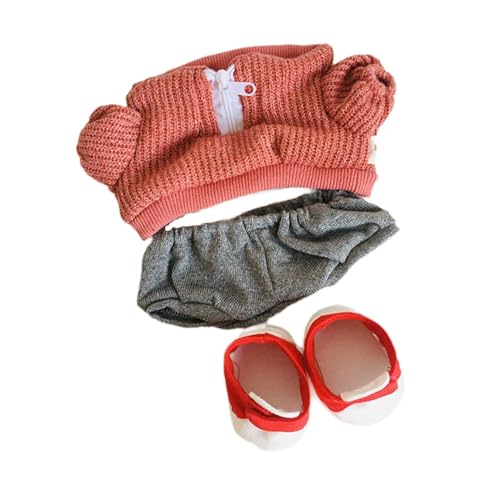 Harilla 14,5-Zoll-Puppenkleidung, Pullover, Hemd und Shorts-Outfit mit Segeltuchschuhen, weiches DIY-Puppenspielzeug, süß und stylisch für Plüschpuppen , Rot von Harilla