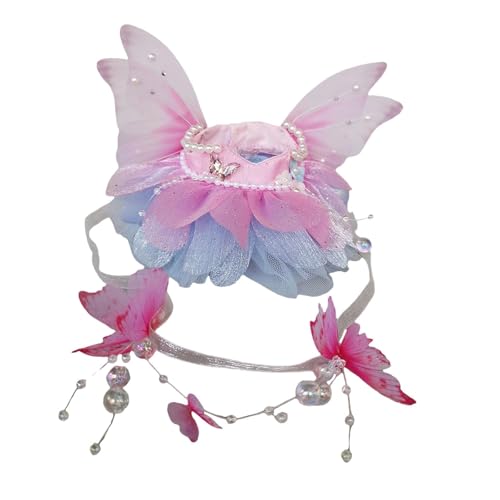 Harilla 15–17 cm große Puppenkleidung aus Plüsch, Zubehör für Puppen, Feenkleid mit Haar-Accessoire, Puppenkleidung, weich, stylisch, modisch, süß, Pink Blau von Harilla