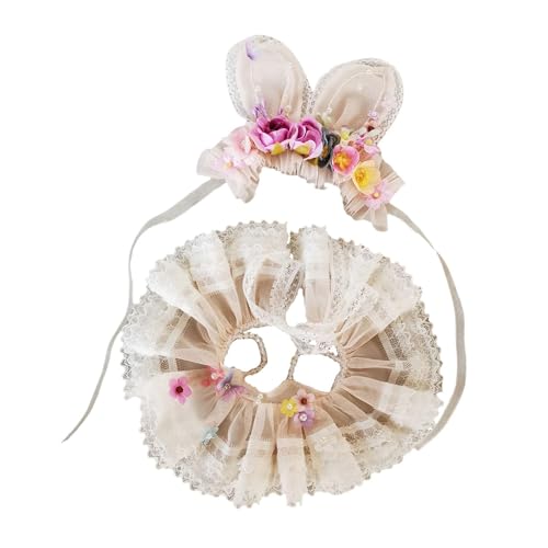 Harilla 15–17 cm große Puppenkleidung aus Plüsch, Zubehör für Puppen, Feenkleid mit Haar-Accessoire, Puppenkleidung, weich, stylisch, modisch, süß, Rosa Ohr von Harilla