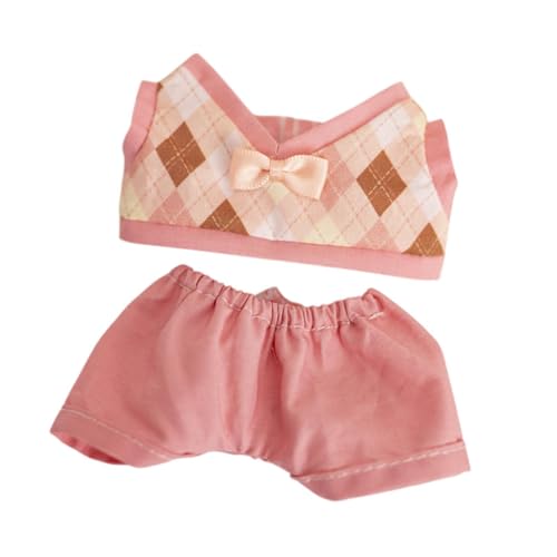 Harilla 2-teiliger Puppenkleidungsanzug, Puppen-Outfits, Foto-Requisiten, weiche Kostüme, Kinder, Rollenspiele, Kuscheltier-Kleidung, süß für 6-Zoll-Puppen, Rosa Shorts von Harilla