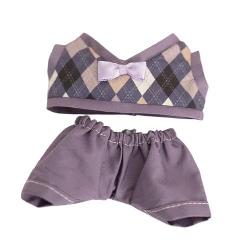 Harilla 2-teiliger Puppenkleidungsanzug, Puppen-Outfits, Foto-Requisiten, weiche Kostüme, Kinder, Rollenspiele, Kuscheltier-Kleidung, süß für 6-Zoll-Puppen, Violette Shorts von Harilla