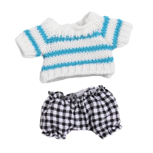 Harilla 2-teiliges Puppen-Outfit mit gestreiftem Pullover und Hose, handgefertigte Kleidung für 15–17 cm große Jungenpuppen, Thanksgiving-Geschenke, Karierte Hose von Harilla