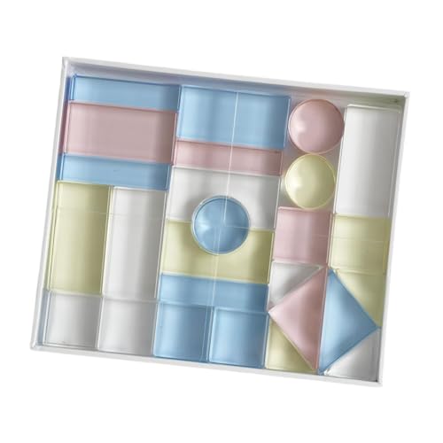 Harilla 26-teiliges transparentes Acrylblock-Set, Acryl-Geometrieblock, 3D-Gebäude, Haus, glattes Montessori-Stapelspiel für Kindergeschenke, Acryl von Harilla