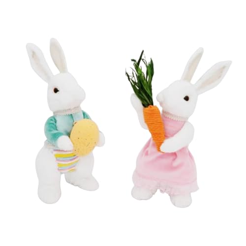 Harilla 2X Osterhase Dekoration Plüsch Spielzeug Dekorative Figuren Ostern Decor Desktop Ornamente Stofftier für Schrank Schlafzimmer, Style A von Harilla