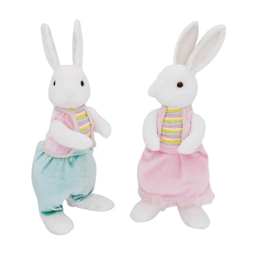 Harilla 2X Osterhase Dekoration Plüsch Spielzeug Dekorative Figuren Ostern Decor Desktop Ornamente Stofftier für Schrank Schlafzimmer, Style B von Harilla