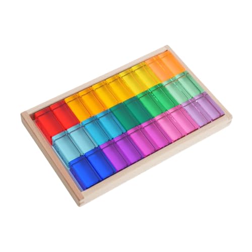 Harilla 30-teiliges Regenbogen-Bausteinset, Stapelspiel, transparentes Lernspielzeug, Bausteine-Set für Kinder, Jungen, Mädchen, Geschenk von Harilla