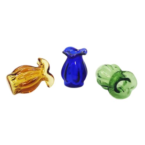 Harilla 3x1:12 Puppenhaus Miniatur Glasvasen Puppenhausmöbel Kreatives Rollenspiel Spielzeug für Tisch Home Puppenhaus Schlafzimmer Dekor, 1.4 cm X 2 cm von Harilla