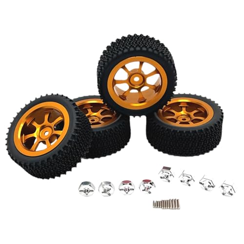 Harilla 4 Stück RC-Autoräder und -Reifen, RC-Teileersatz, RC-Reifen mit Felge für Wltoys 1/14 RC Crawler-Automodell, LKWs zum Selbermachen, Gold von Harilla