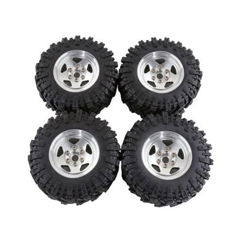 Harilla 4 Stück RC-Räder und Reifen Ersatz-Ersatzteile Robuste RC-Crawler-Autoreifen RC-Upgrade-Teil für 1/12 RC-Crawler-Auto DIY, Silbrig von Harilla