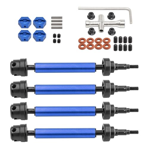 Harilla 4 Stücke RC Auto CVD Antriebswelle Antriebswellenachsen Universalgelenk Ersatz RC Auto Upgrades Teile CVD Slider Set für 1:10 LKW, Blau von Harilla