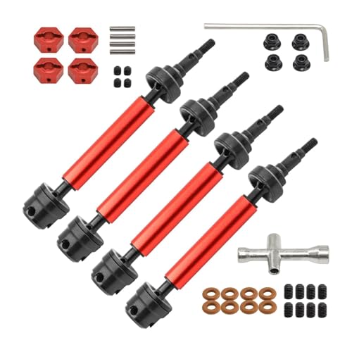 Harilla 4-teiliges CVD-Schieberegler-Set für vorne und hinten, Metall, verschleißfest, Universal-Antriebswellenachsen, RC-Auto-Upgrade-Teile für 1/10, Rot von Harilla