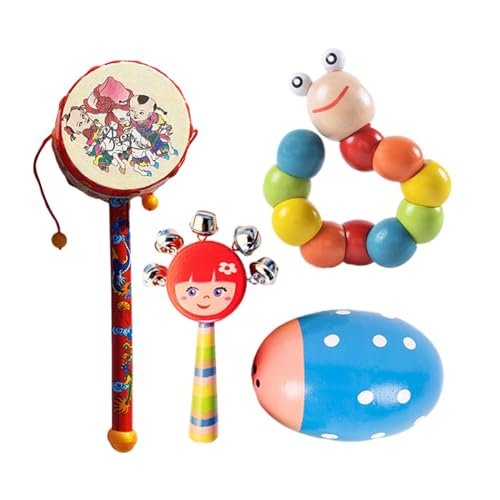 Harilla 4-teiliges Holzspielzeug-Percussion-Set, Premium-Percussion-Rhythmus-Kits, Montessori-Musikspielzeug für Kinder, Neugeborene, Urlaub , Stil c von Harilla