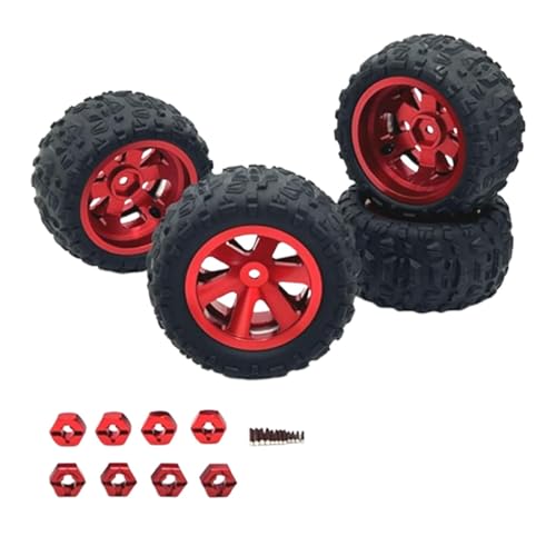 Harilla 4X RC Auto Rad und Reifen Set Upgrade Zubehör Ersatz Ersatzteil für 14303 H6V3 A969 14210 1:12 1:14 1:16 1:18 RC Auto, Rot von Harilla