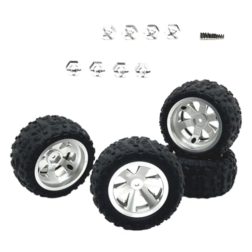 Harilla 4X RC Auto Rad und Reifen Set Upgrade Zubehör Ersatz Ersatzteil für 14303 H6V3 A969 14210 1:12 1:14 1:16 1:18 RC Auto, Silber von Harilla