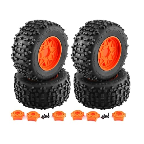 Harilla 4X RC-Räder und -Reifen Ersetzen Sie einfach die robusten DIY-modifizierten Sechskantnaben RC-Teile RC-Reifen Felgen für 1/8 RC-Auto-DIY-Zubehör, Orange, Stil b von Harilla