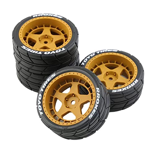 Harilla 4X RC Rally Reifen 12mm Nabe Verschleißfester Ersatz für TT02 XV01 1:10 RC Tourenwagen, Orange von Harilla