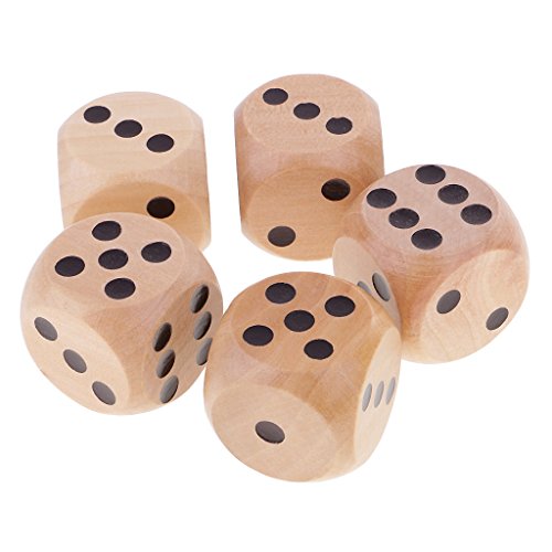 Harilla 5 Stücke 3 cm D6 Punktierte Holzwürfel für Brettspiel, Schwarz von Harilla