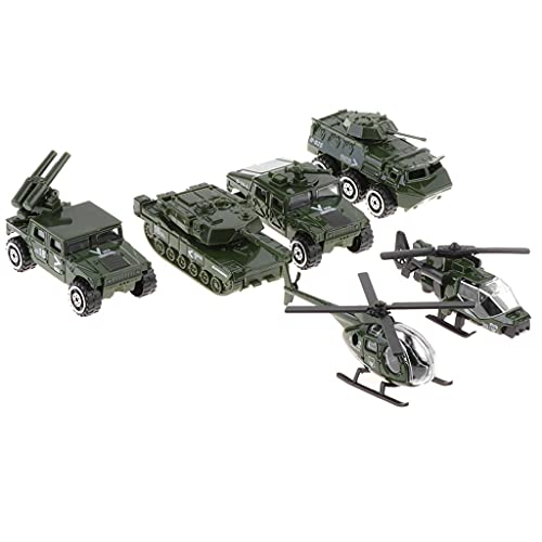 Harilla 6 Armee Fahrzeug Spielzeug Set 1:87 Diecast Legierung Militär Modellauto Spielset Hubschrauber Tankwagen für Panzerwagen von Harilla